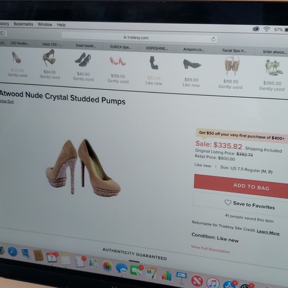 Brian Atwood Crystal Turquoise Suede Shoes Heels - Picture 8 of 8